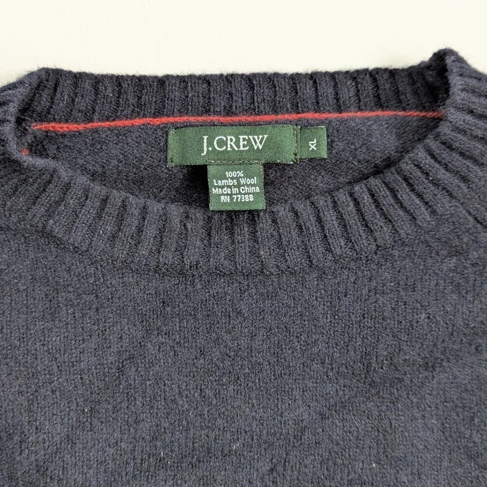 J. Crew 100% Lambs Wool Men's Navy Sweater Size XL